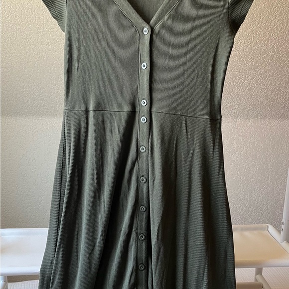 Gap Green Ribbed Button-Down Dress - Picture 2 of 3